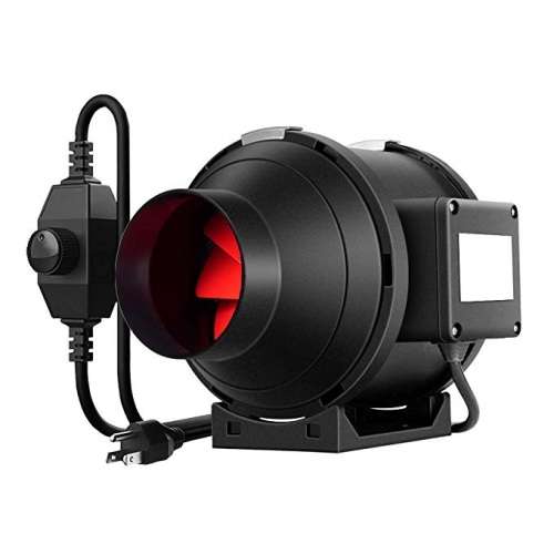 100mm Flow Inline Duct Fan Pre-Wired, Controllable Ventilation Fan for Grow Tents/Hydroponics