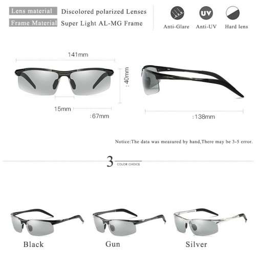 CLEARANCE SALE - Outsun - Polarized Photochromic Sunglasses Aluminum Magnesium Frame