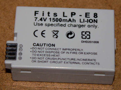LP-E8 Rechargeable battery for Canon EOS 550D, 600D, Digital Rebel T2i, Digital Rebel T3i, Kiss X5