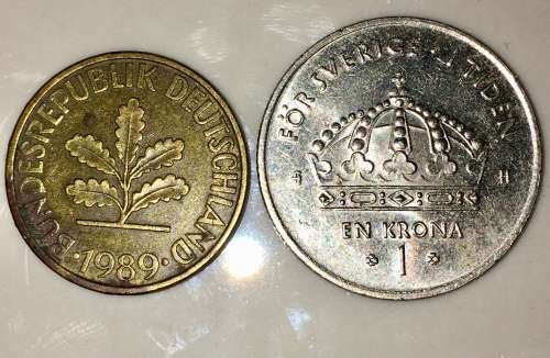 1 KRONA & 10 PFENNEG 1989