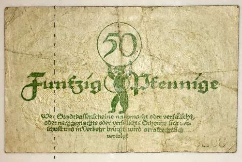 1920 50 PFENNIG GTADTKAFFENFCHEIN BERLIN