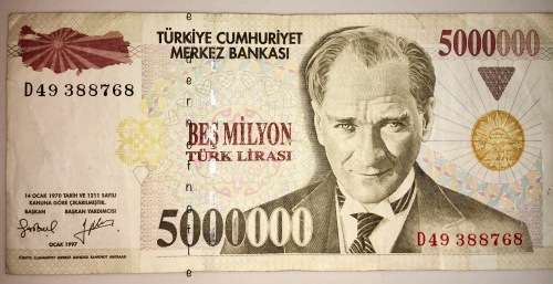 TURKEY 5,000,00 TURK LIRASI 1997