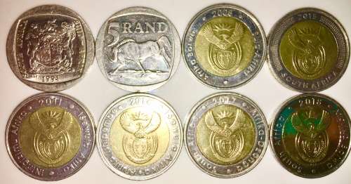 COMPLETE SET OF COMMEMORATIVE R5 COINS 1994 TO 2018