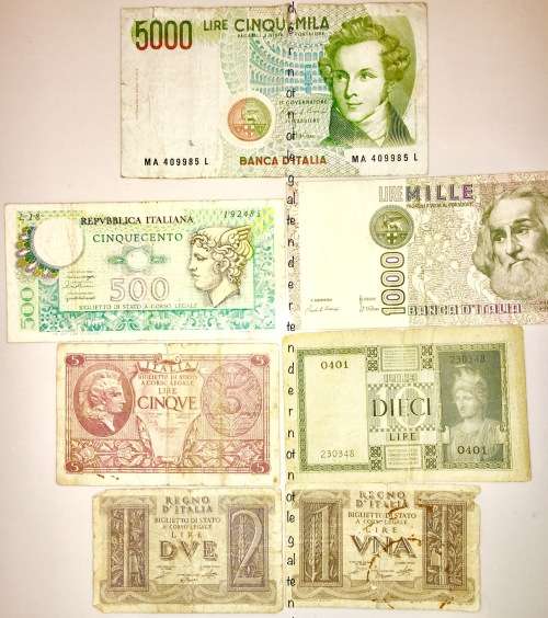 ITALY SET OF 7,,,,,, 5000 LIRE TO 1 LIRE