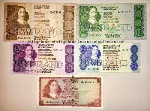 SET OF 5 X JAN VAN RIEBEECK R20 TO R1 (1 BID TAKES ALL)