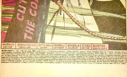 MOON KNIGHT NO 20  1982 (MARVEL )VF+