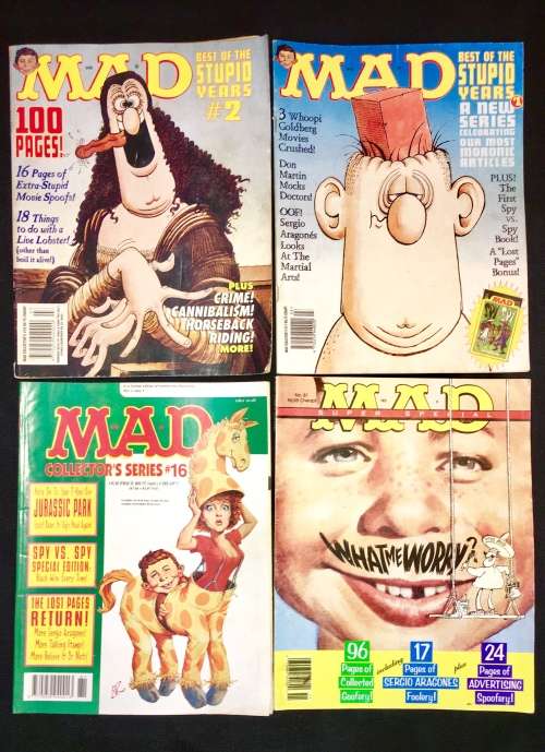 MAD MAGS X4,,,  #16  1993  ,#17  1993 ,#19 1993 ,#81 1992 (1 BID TAKES ALL.)