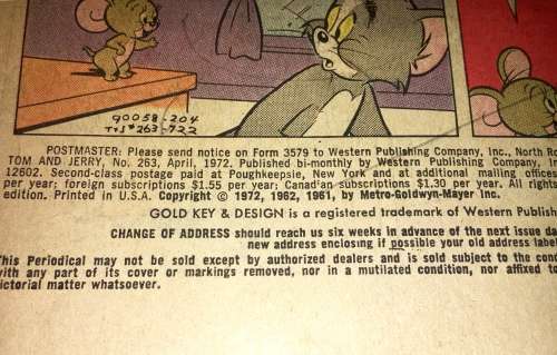TOM & JERRY  NO 263,NO 285  1972 ( GOLD KEY )V F+