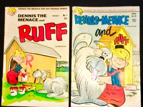 DENNIS THE MENACE AND RUFF X 2 NO 7 1970 & NO 19 1973 (FAWCETT)VF