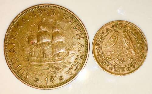 1955 1/2 PENNY & 1/4 PENNY