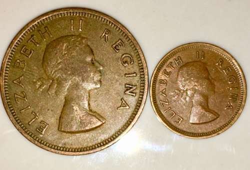 1955 1/2 PENNY & 1/4 PENNY