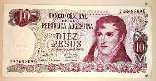 10 PESOS ARGENTINA 1970 UNC