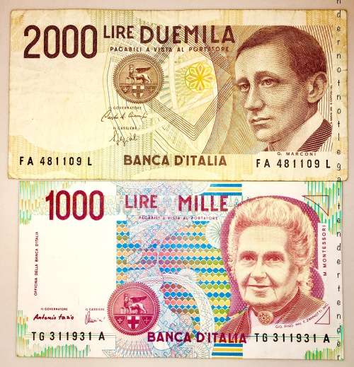 ITALY X2,,,1000 LIRE & 2000 LIRE