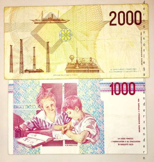 ITALY X2,,,1000 LIRE & 2000 LIRE