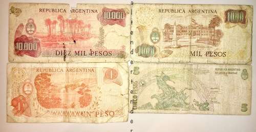 ARGENTINA SET OF 4,,,10000 PESO ,1000, 5 & 1 PESO