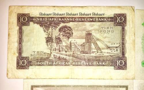 4 X  MH DE KOCK 10 POUNDS , 5 POUNDS ,1 POUND & 10 SHILLINGS 1947-1957 [1 BID TAKES ALL]