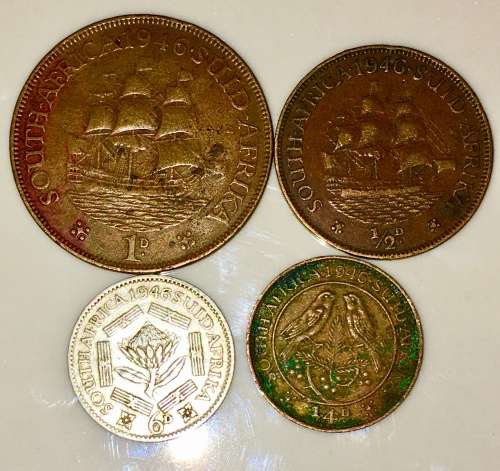 1946 TICKEY, 1 PENNY 1/2 PENNY & 1/4 PENNY