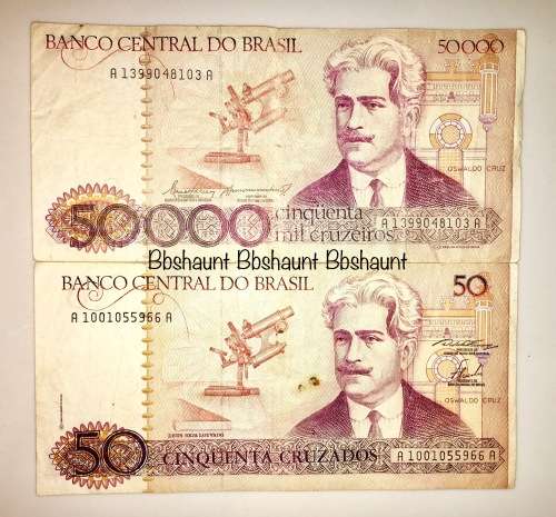 BRASIL X2,,, 50,000 CRUZEIROS  & 50 CRUZEIROS 1984