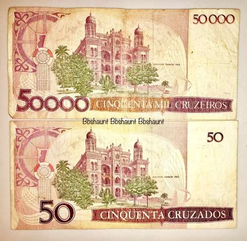 BRASIL X2,,, 50,000 CRUZEIROS  & 50 CRUZEIROS 1984