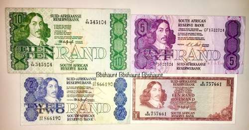 SET OF  4  DECIMALS & JAN VAN RIEBEECK  R10- R1...1966-1990 [1 BID TAKES ALL)