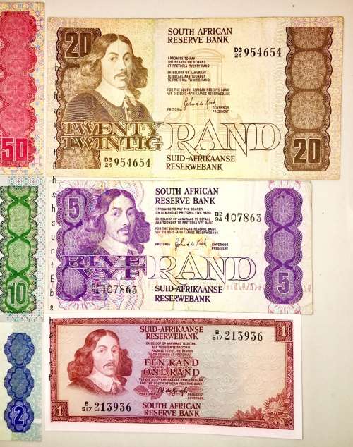 COMPLETE SET OF GPC DE KOCK  & DECIMAL NOTES, HIGH GRADE NOTES  R50 - R1  [1 BID TAKES ALL]