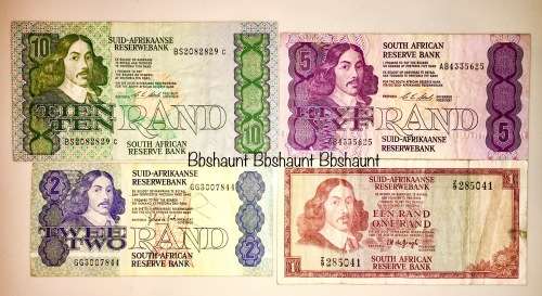 SET OF X 4  JAN VAN RIEBEECK & VARIOUS GOVERNORS R10- R1...1966-1990 [1 BID TAKES ALL)
