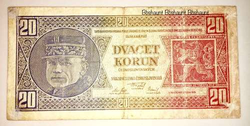 CZECHOSLOVAKIA 20 KORUN 1926