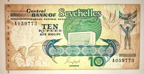 SEYCHELLES 10 RUPEES 1989