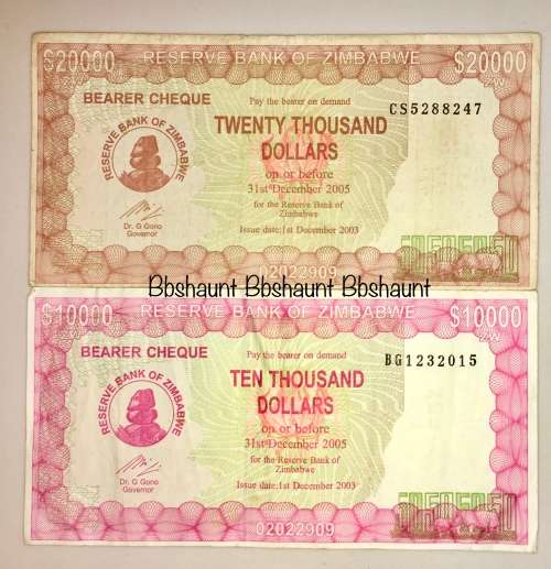 ZIMBABWE SET X2 ,,,,$20,000 DOLLARS & $10,000 DOLLARS  2005