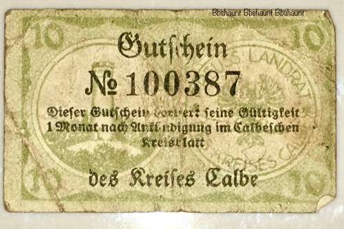 GERMANY, ,,10 PFENNIG,  NOTGELD (EMERGENCY MONEY)