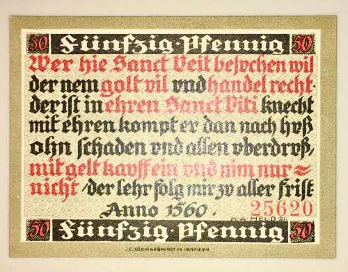 GERMANY  50 PFENNIG  HOXTER 1921 CRISP UNC  NOTGELD (EMERGENCY MONEY)