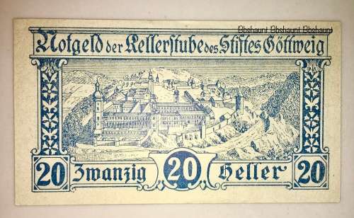 AUSTRIA  ,,  20 HELLER ROLLERTUBE 1920 CRISP UNC  NOTGELD (EMERGENCY MONEY)