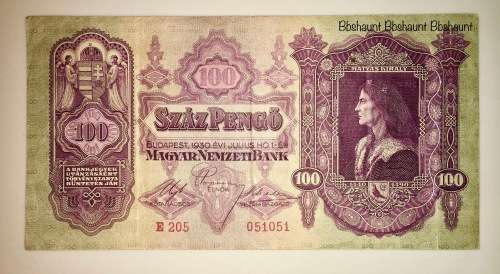 HUNGARY 100 PENGO 1930 MAGYAR