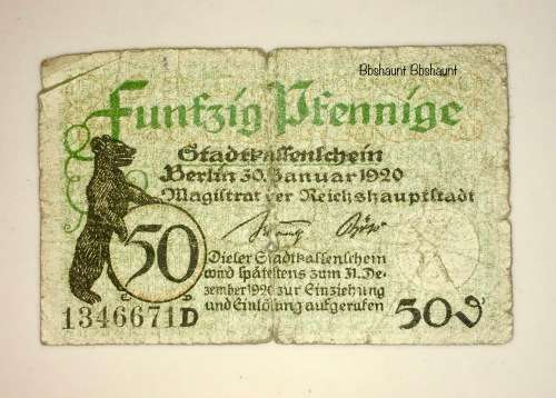 GERMANY , ,,50 PFENNIG   1920   NOTGELD (EMERGENCY MONEY)