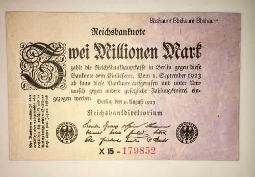 GERMANY 2 MILLION MARK (X-15),,,1923