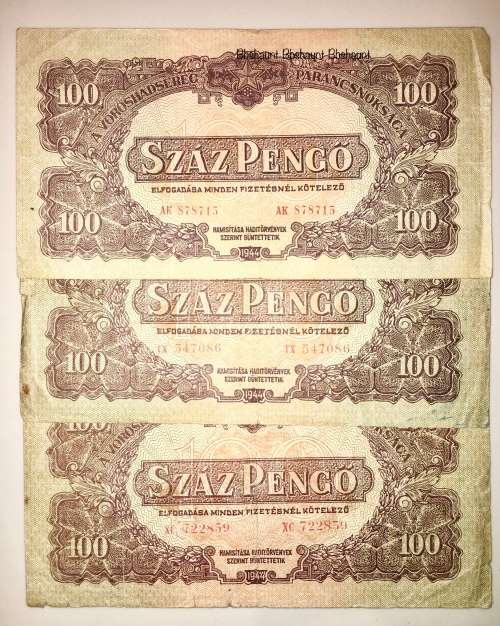 HUNGARY 100 PENGO RUSSIAN OCCUPATION  WWII 1944(BID PER NOTE)