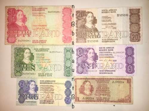 SET OF DECIMALS & VARIOUS GOV R50 TO R1,,,1975-1990s ( 1 BID TAKES ALL)