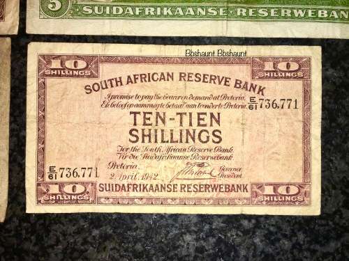 J.POSTMUS SET  10 POUND 1943 , 5 POUNDS 1941 , 1 POUND 1935 & 10 SHILLINGS 1942