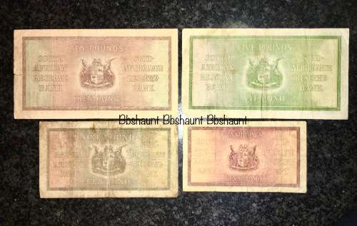 J.POSTMUS SET  10 POUND 1943 , 5 POUNDS 1941 , 1 POUND 1935 & 10 SHILLINGS 1942