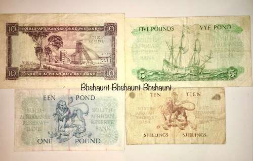 MH DE KOCK SET X 4,,, 10 POUNDS, 5 PONDS, 1 POUND, 10 SHILLINGS  (1 BID TAKES ALL)