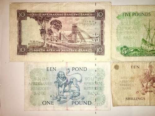 MH DE KOCK SET X 4,,, 10 POUNDS, 5 PONDS, 1 POUND, 10 SHILLINGS  (1 BID TAKES ALL)