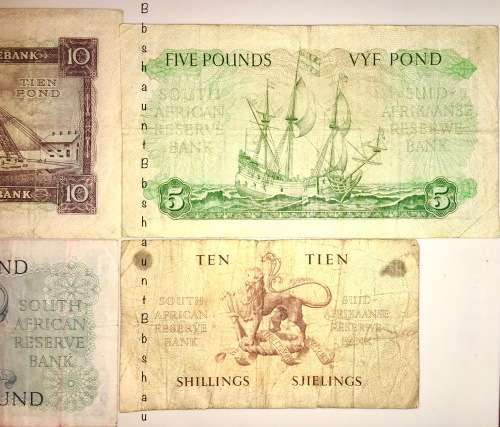 MH DE KOCK SET X 4,,, 10 POUNDS, 5 PONDS, 1 POUND, 10 SHILLINGS  (1 BID TAKES ALL)