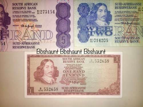 COMPLETE SET OF TW DE JONG, R20 , R10 , R5, R2 FOURTH ISSUE & R1 3RD -1975-9 VAN RIEBEECK WATERMARK