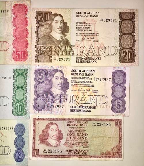 COMPLETE SET OF GPC DE KOCK & DECIMALS  R50 TO( R1 TW DE JONG 1975)-1980s (1 BID TAKES ALL)