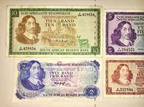 COMPLETE SET OF TW DE JONG & DECIMALS R10 -R1 ,,,1967-1975 ( 1 BID TAKES ALL)