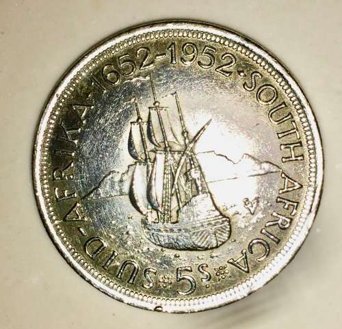 SOUTH AFRICA 5 SHILLINGS 1951  SILVER