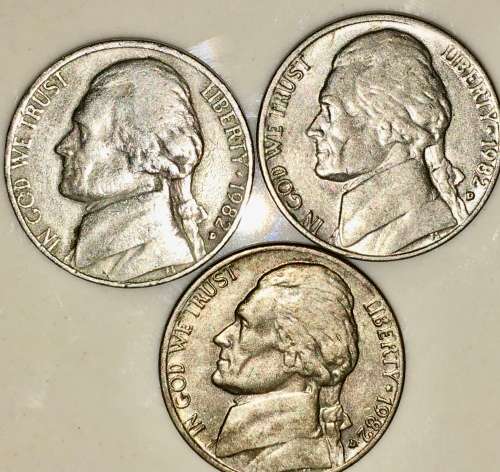 U.S.A,,,,,5 CENT (JEFFERSON NICKEL) 1982(BID PER COIN)