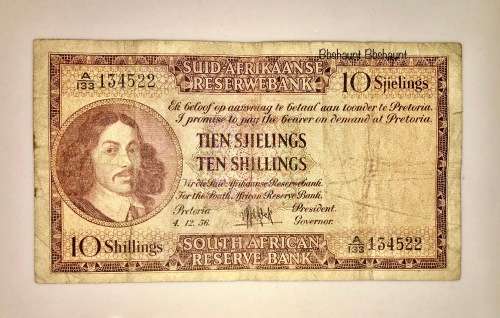 MH DE KOCK 10 SHILLINGS 1956-12-04