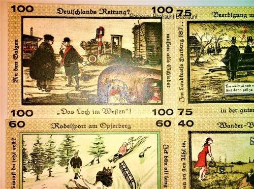 GERMAN SET 100 PFENNIG,75 PF, 60 PF, 40 PF NEUGRABEN-HAUSBRUCH 1921 UNC NOTGELD(EMERGENCY MONEY)