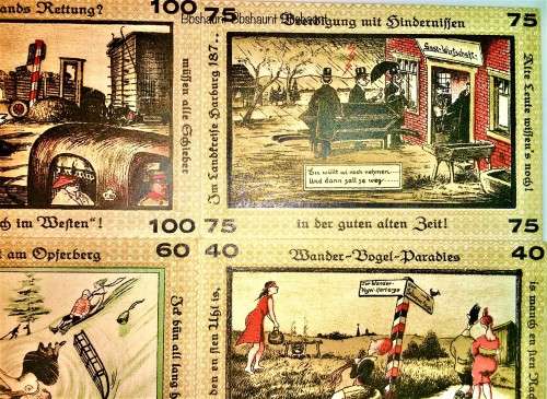 GERMAN SET 100 PFENNIG,75 PF, 60 PF, 40 PF NEUGRABEN-HAUSBRUCH 1921 UNC NOTGELD(EMERGENCY MONEY)